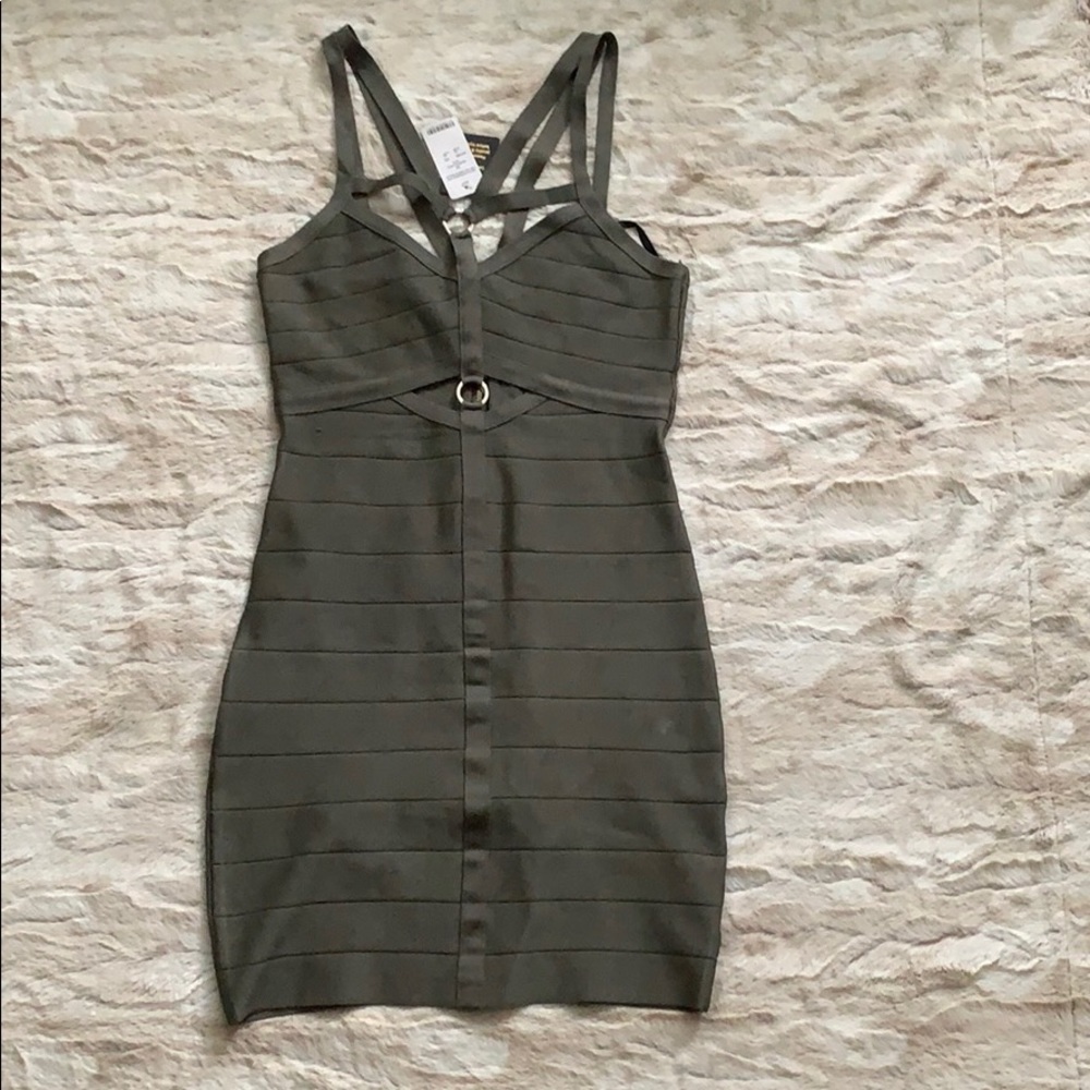 Bebe Angelica bandage harness dress